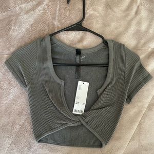 Urban Outfitters Cropped Short Sleeve V-Neck